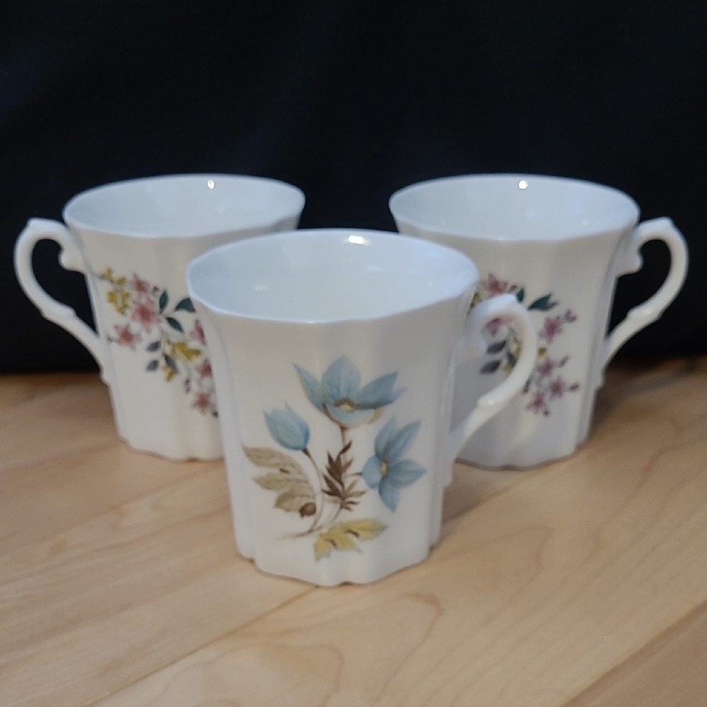 3 Royal Grafton Floral Porcelain Mugs